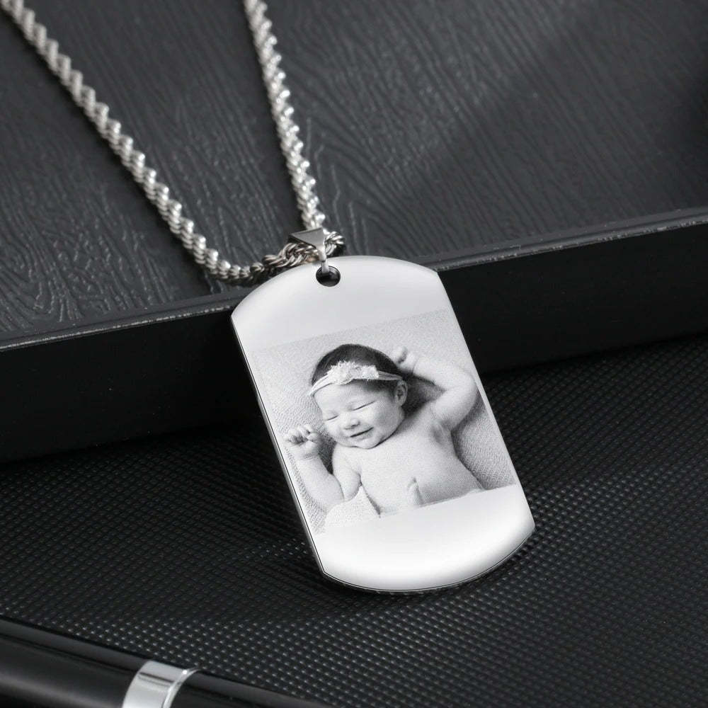 Personalized 1 Photo 1 Name 1 Date  Necklace-Florence Scovel