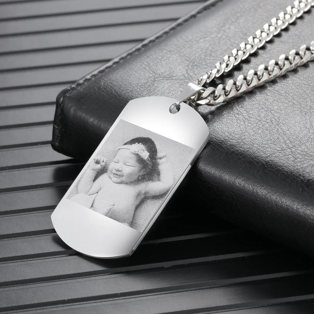 Personalized 1 Photo 1 Name 1 Date  Necklace-Florence Scovel