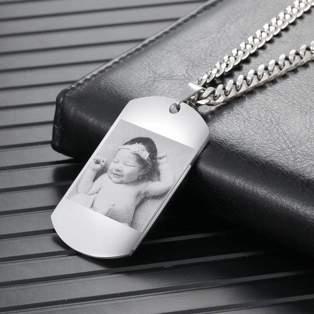 Personalized 1 Photo 1 Name 1 Date  Necklace-Florence Scovel