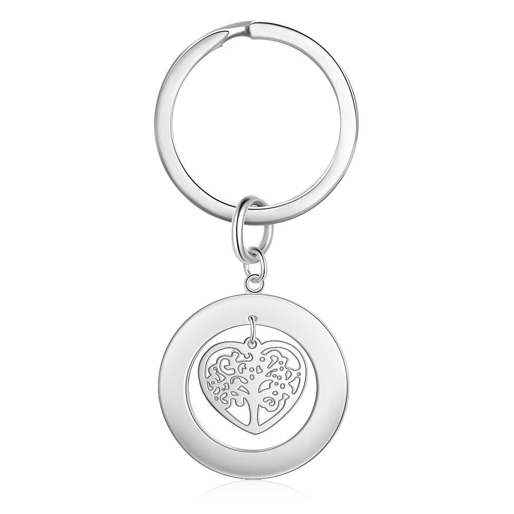 Personalized Stainless Steel Tree of Life Keychain-Florence Scovel