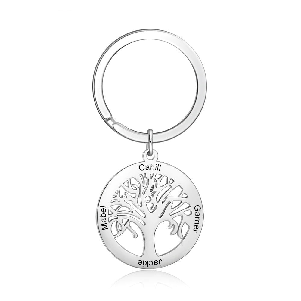 Stainless Steel Tree Shape Keychain With Engraving-Florence Scovel