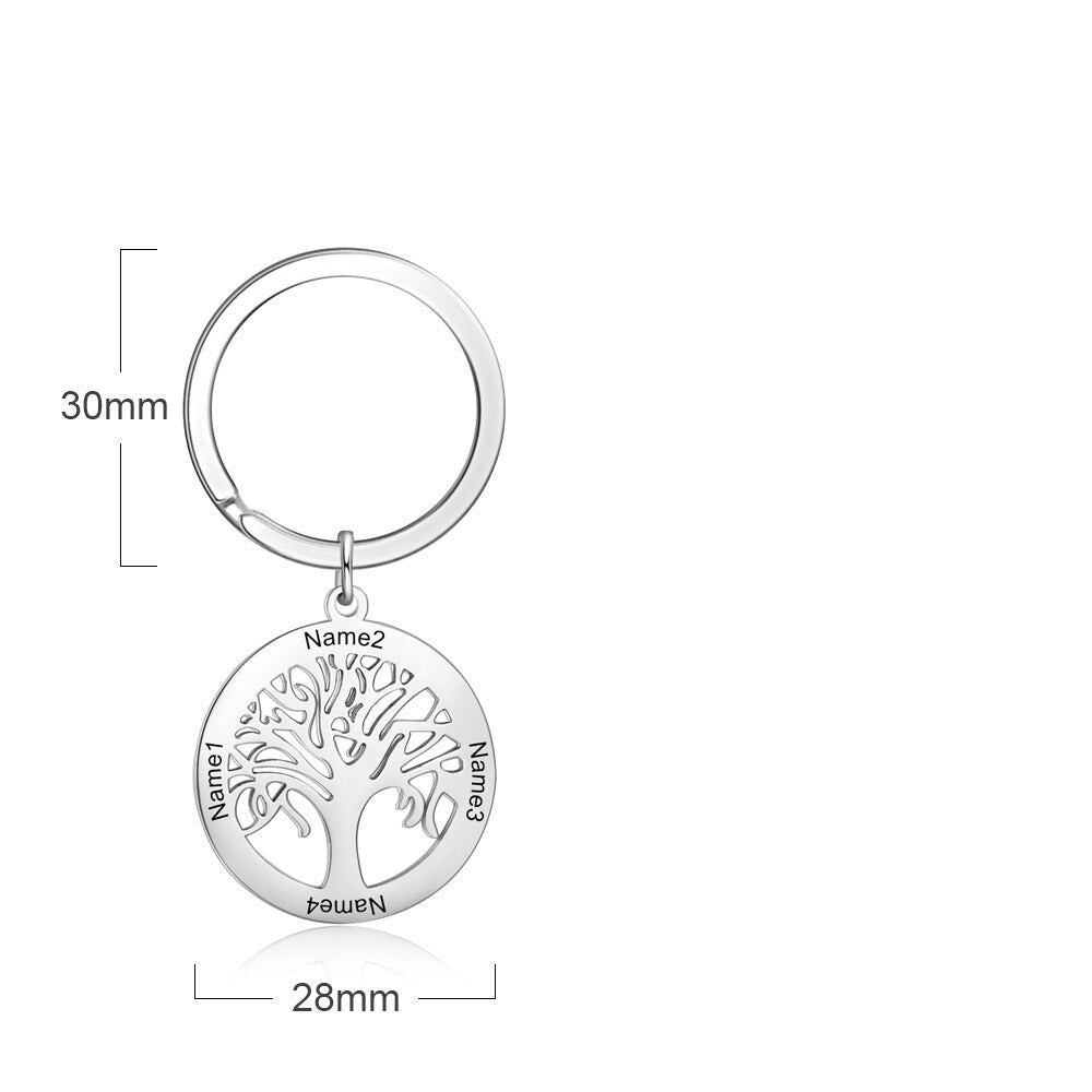 Stainless Steel Tree Shape Keychain With Engraving-Florence Scovel