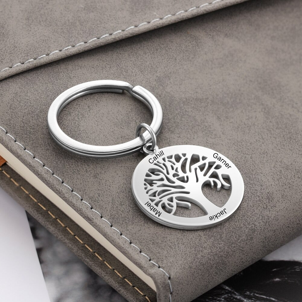 Stainless Steel Tree Shape Keychain With Engraving-Florence Scovel
