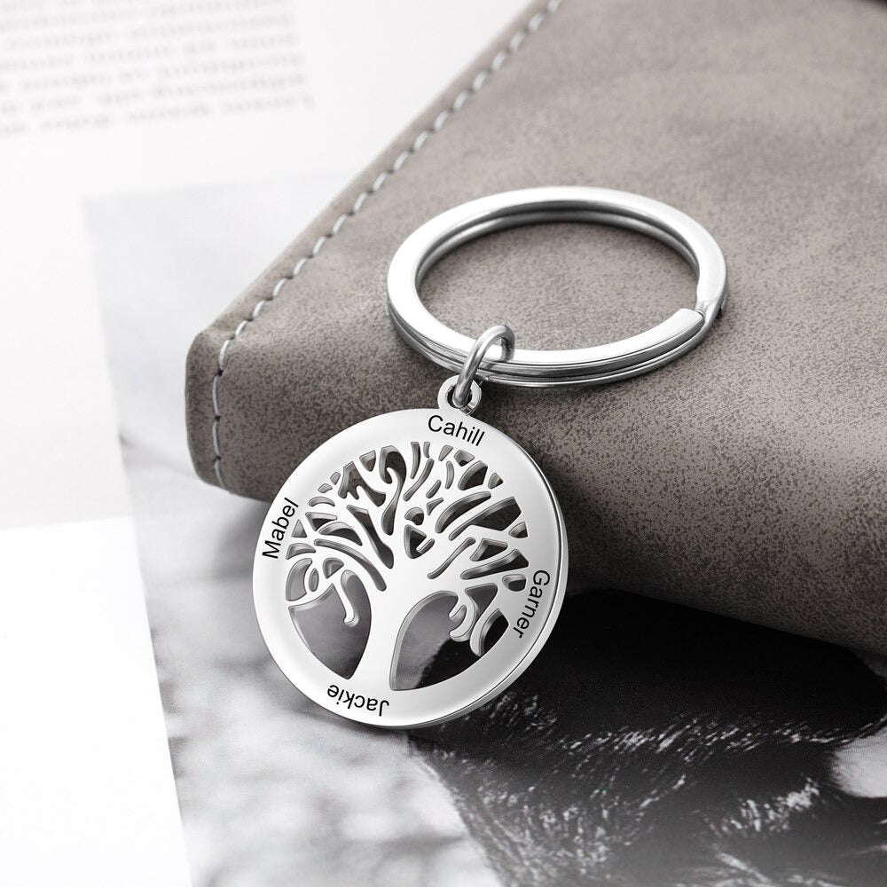 Stainless Steel Tree Shape Keychain With Engraving-Florence Scovel