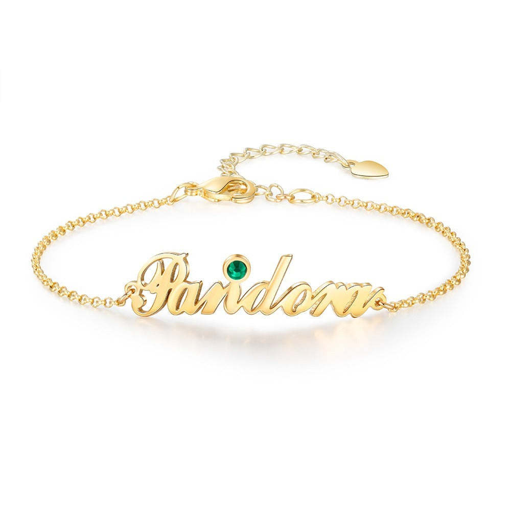 Personalized Women Nameplate Bracelet With Birthstone-Florence Scovel
