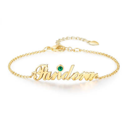 Personalized Women Nameplate Bracelet With Birthstone-Florence Scovel