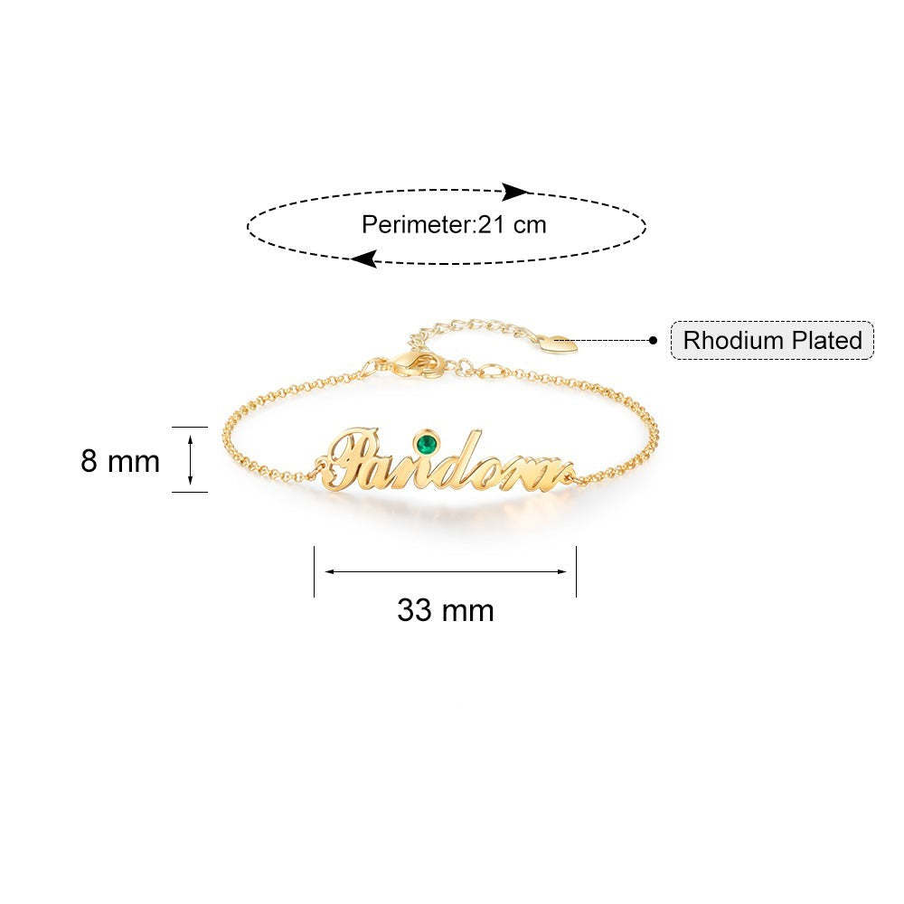 Personalized Women Nameplate Bracelet With Birthstone-Florence Scovel