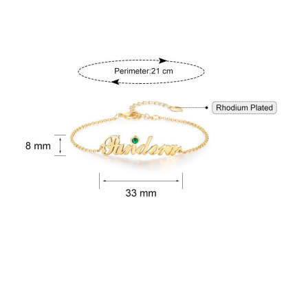 Personalized Women Nameplate Bracelet With Birthstone-Florence Scovel