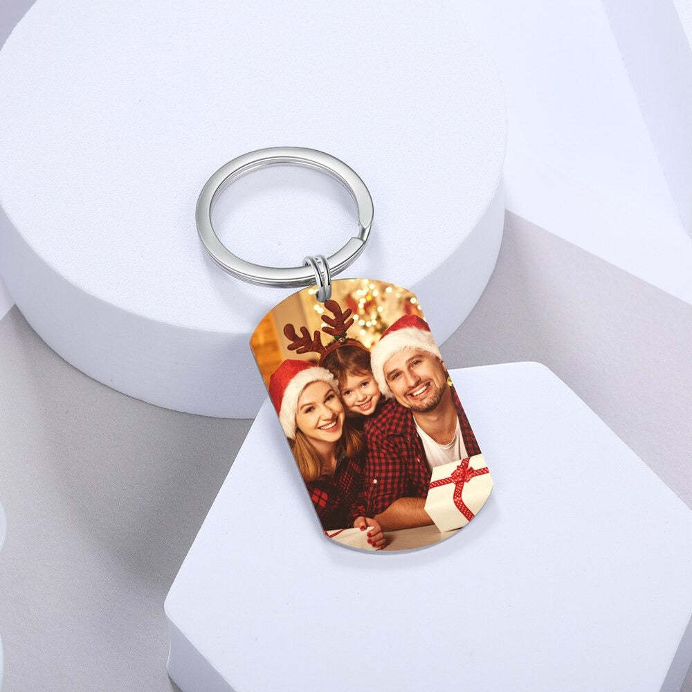 Stainless Steel Personalized Photo Keychain-Florence Scovel