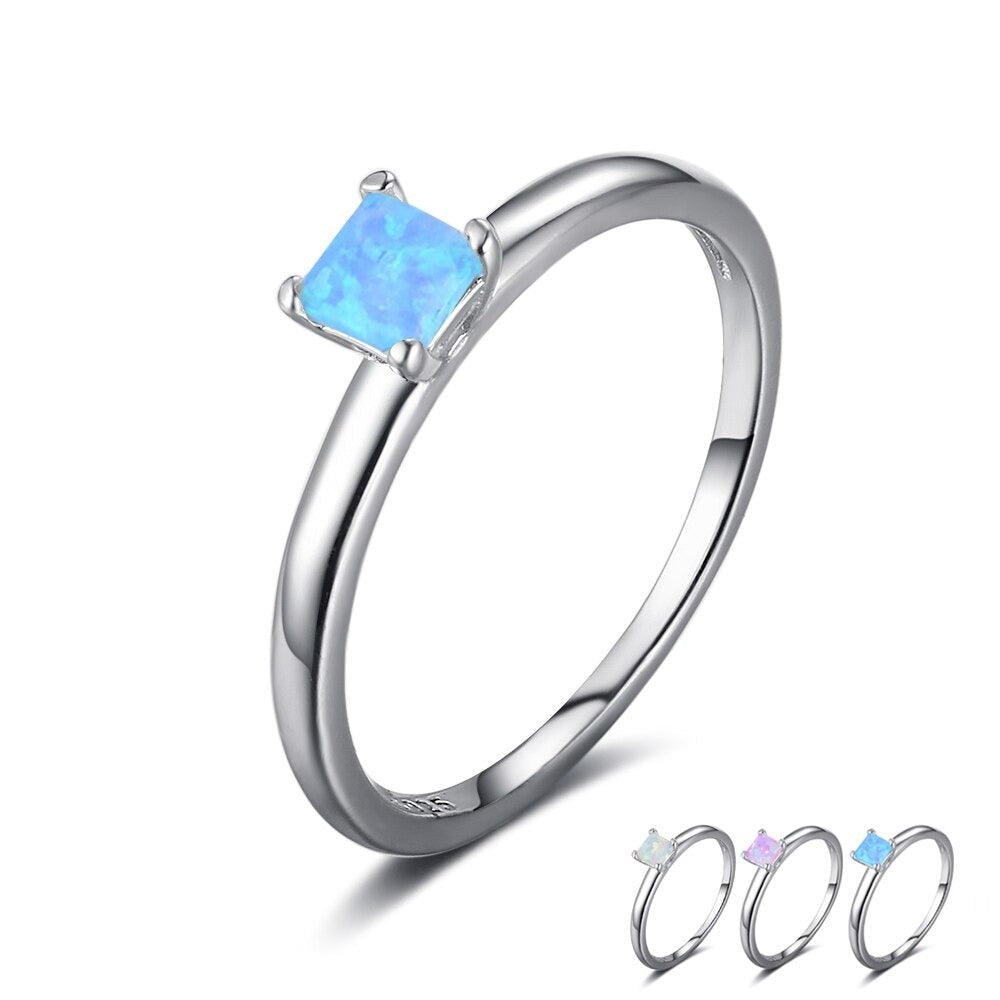 Square Shape Opal Rings For Women-Florence Scovel