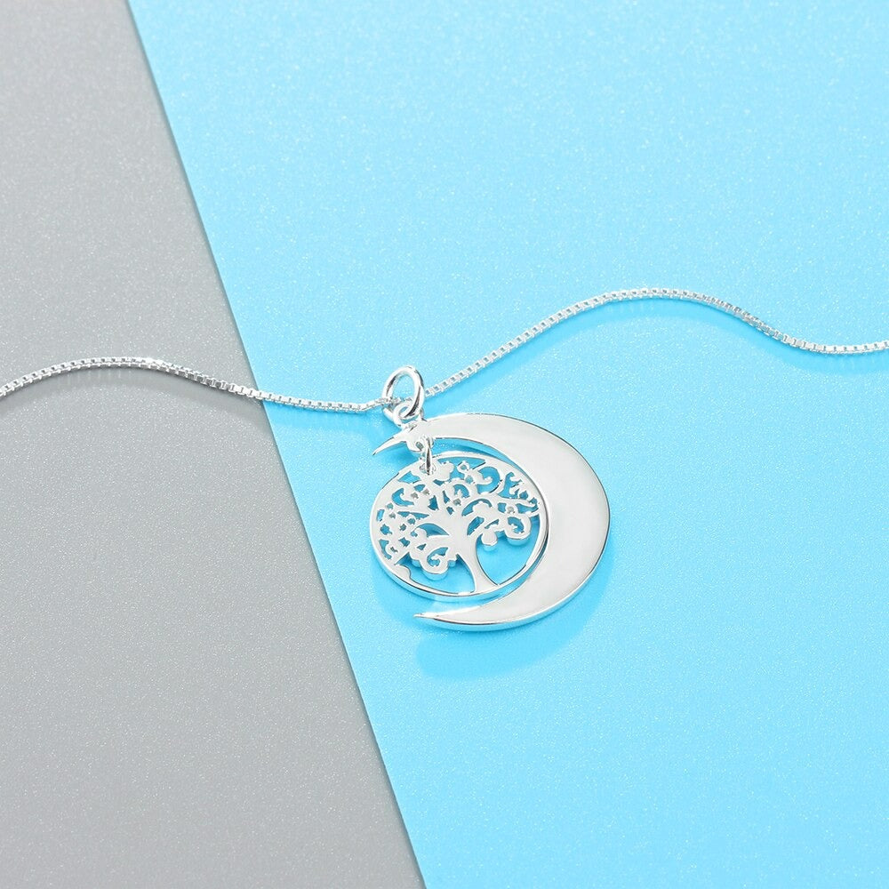 Moon Shape Tree Design Personalized Pendant-Florence Scovel