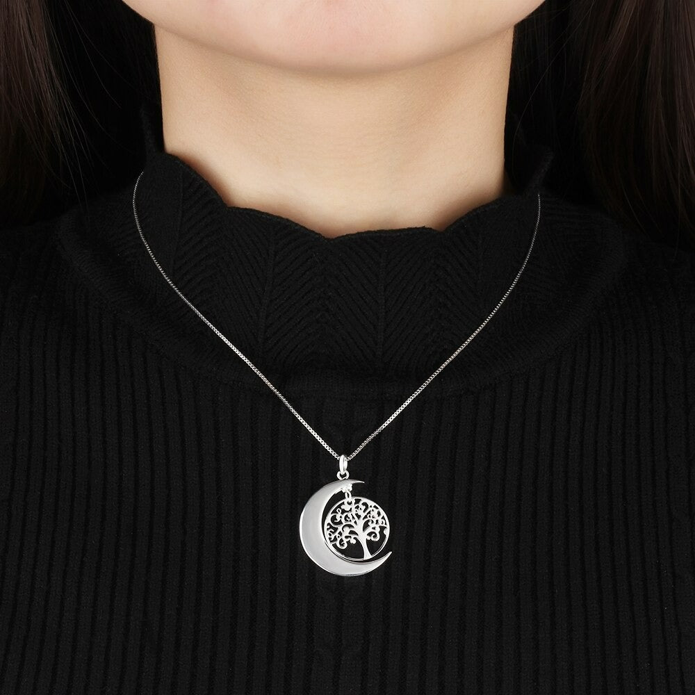 Moon Shape Tree Design Personalized Pendant-Florence Scovel