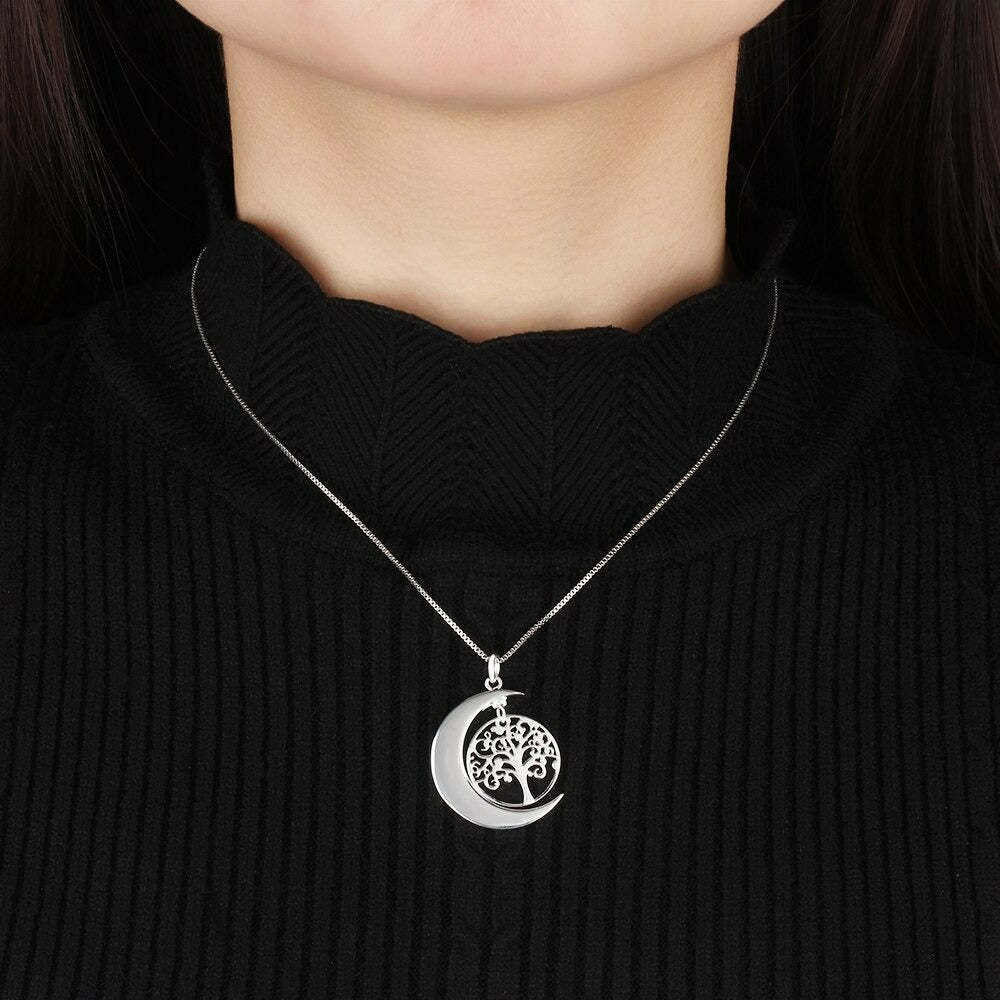 Moon Shape Tree Design Personalized Pendant-Florence Scovel