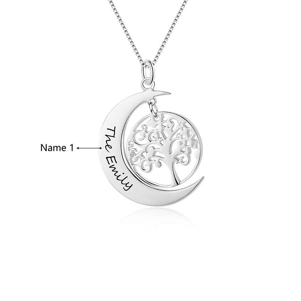 Moon Shape Tree Design Personalized Pendant-Florence Scovel