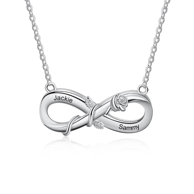 Personalized Engraved 2 Names Rose Flower Necklace-Florence Scovel