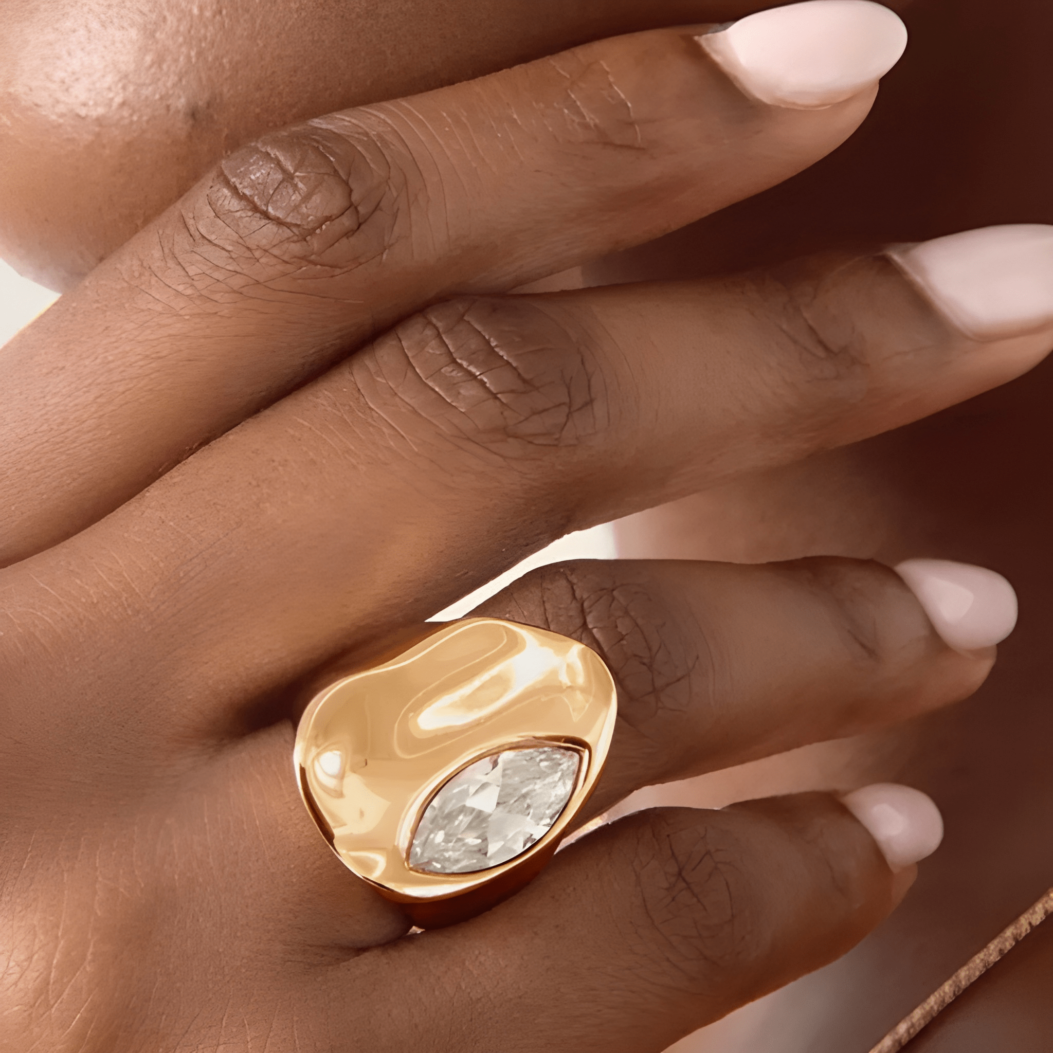 Liquid Crystal Statement Ring with Crystal Accent