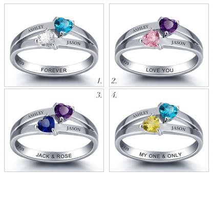 Customized Sterling Silver Double Birthstone Ring-Florence Scovel