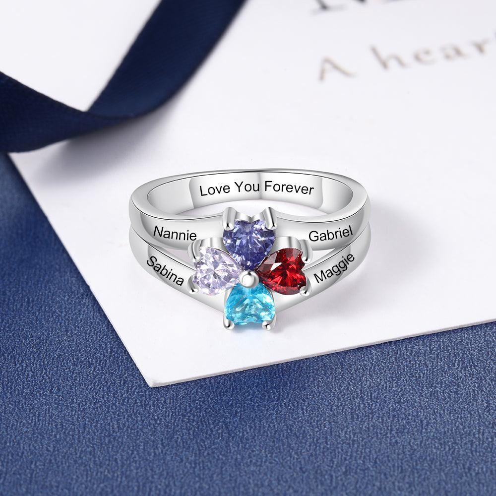 Custom Four Stone Name Ring-Personalized Jewels