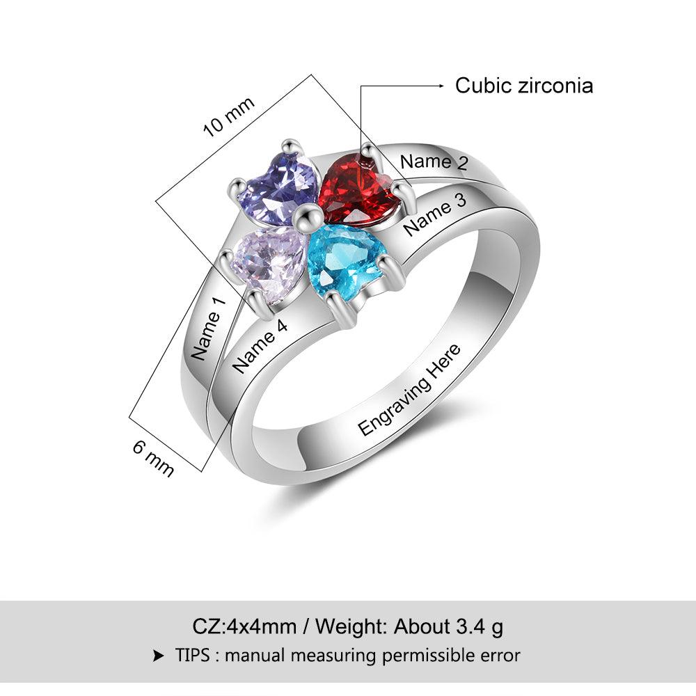 Custom Four Stone Name Ring-Personalized Jewels