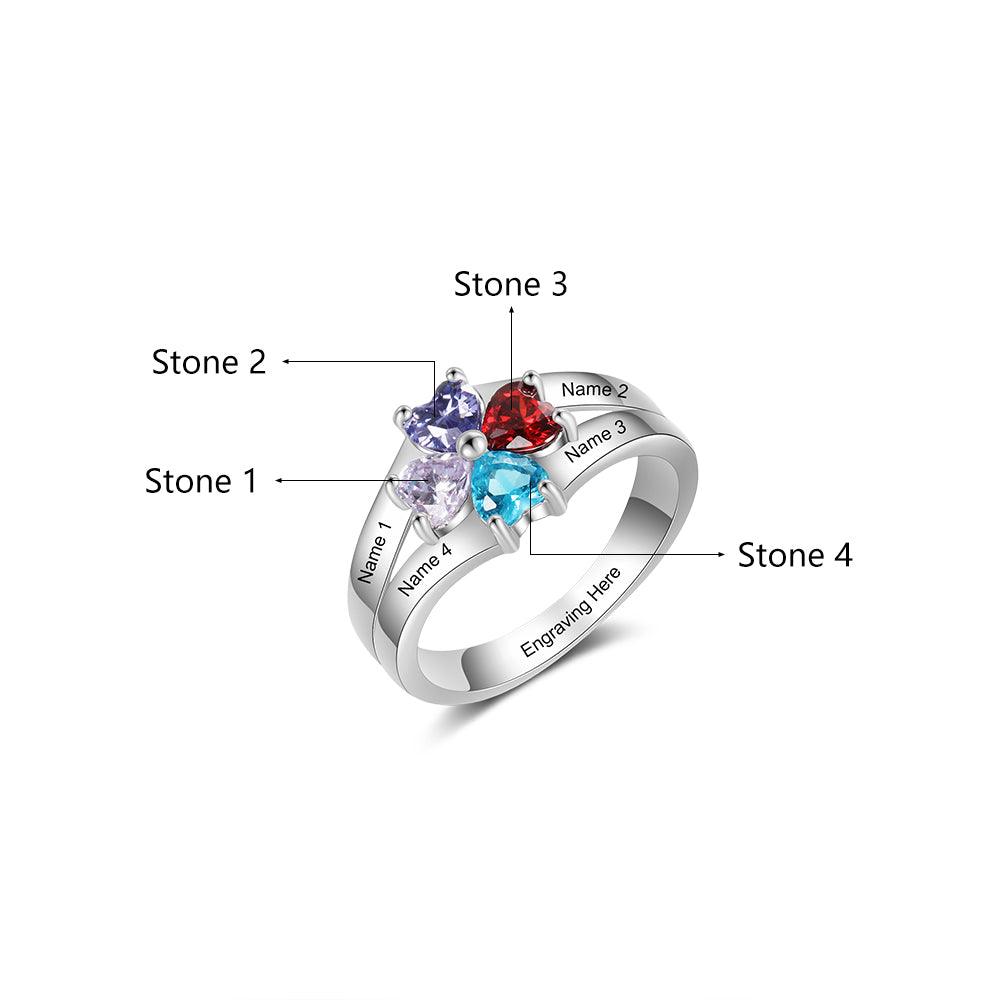 Custom Four Stone Name Ring-Personalized Jewels