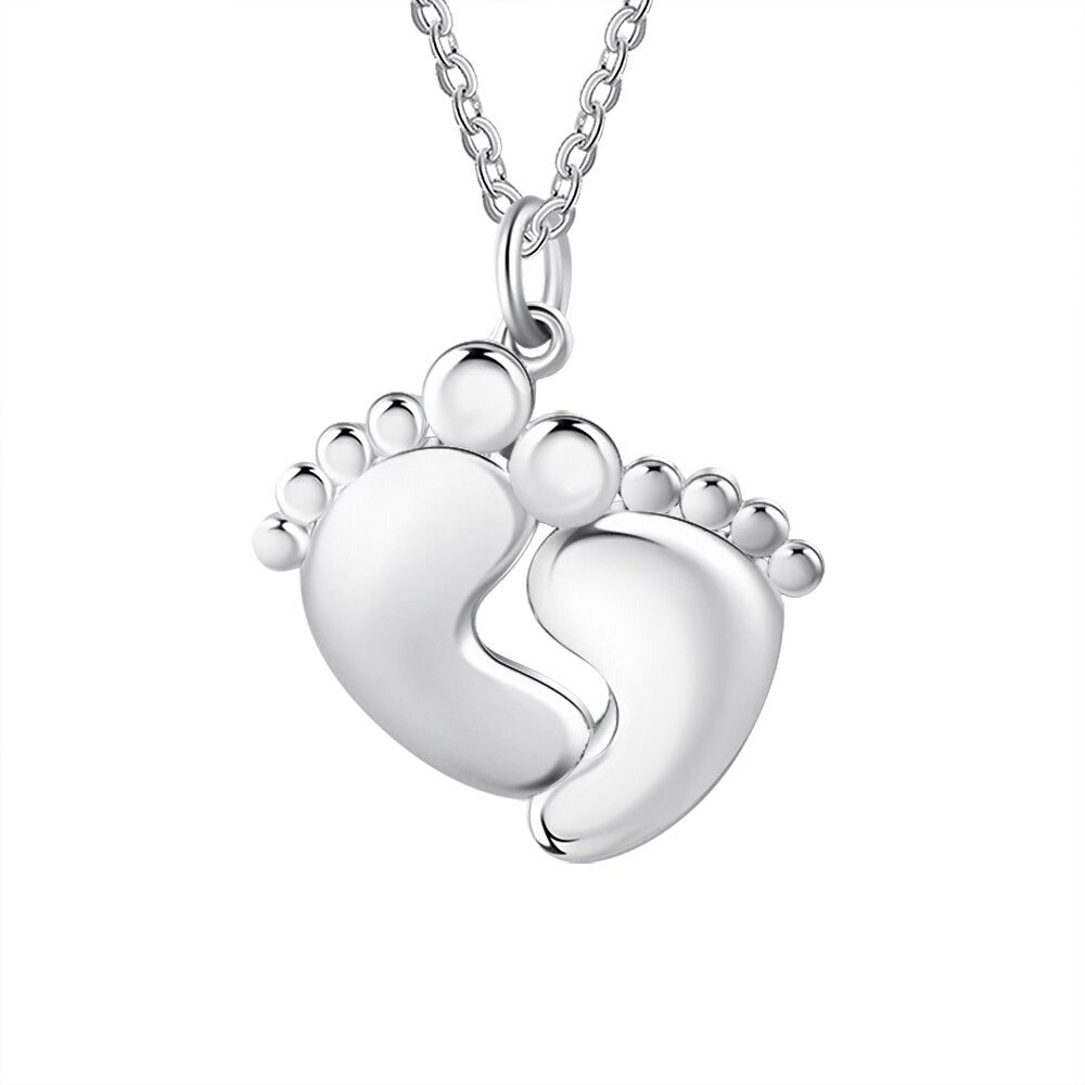 Personalized Baby Footprint 2 Names Engraved Necklace-Florence Scovel