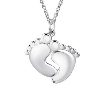 Personalized Baby Footprint 2 Names Engraved Necklace-Florence Scovel