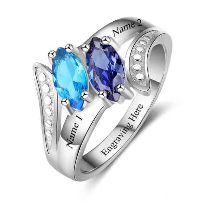 Personalized Double stone Name Engraved Ring-Florence Scovel