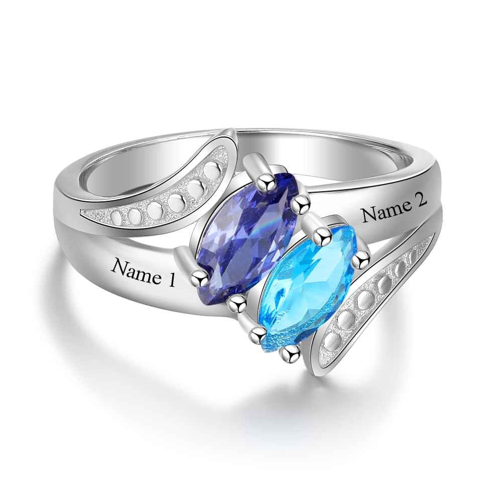 Personalized Double stone Name Engraved Ring-Florence Scovel