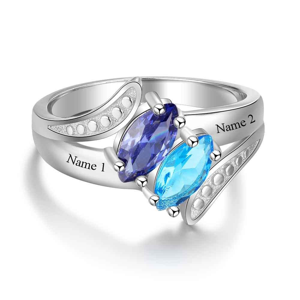Personalized Double stone Name Engraved Ring-Florence Scovel