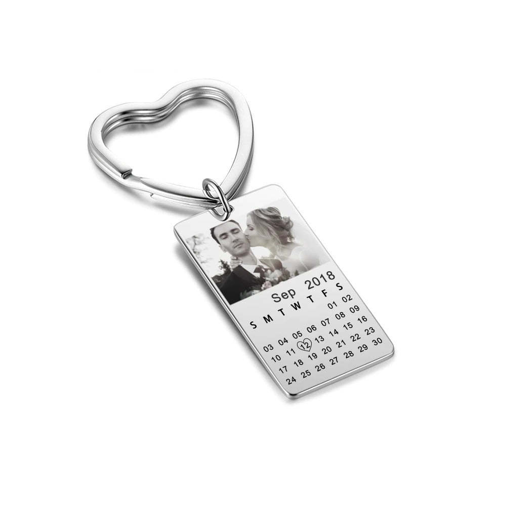 Custom Photo And Date Keychain-Florence Scovel