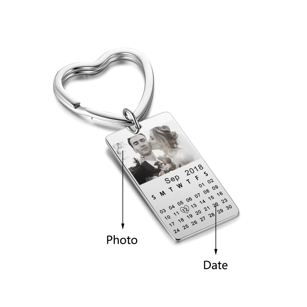Custom Photo And Date Keychain-Florence Scovel