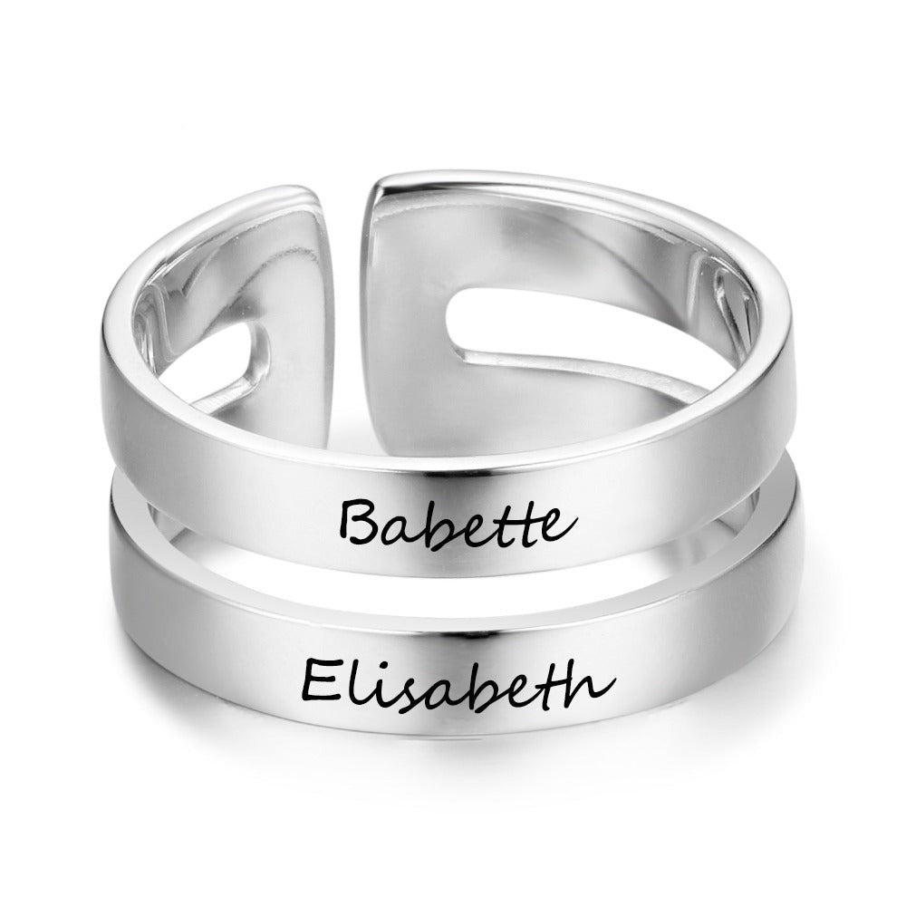 Personalized Double Layered Engraving Name Rings-Florence Scovel