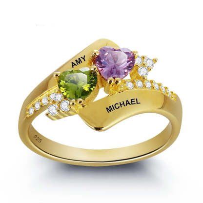 Personalized Engrave Birthstone Sterling Silver Ring-Florence Scovel