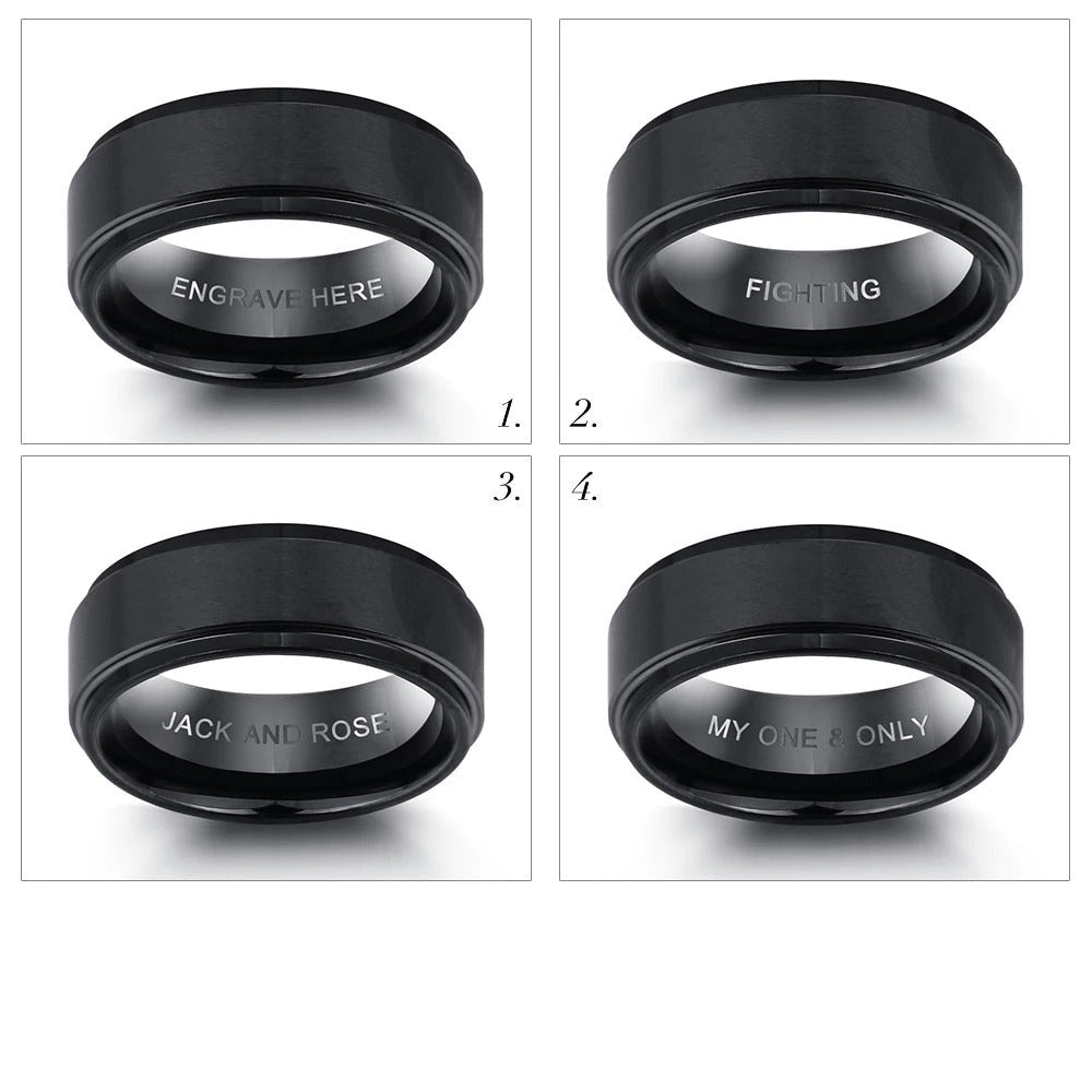 Personalized Black Stainless Steel Ring For Men-Florence Scovel