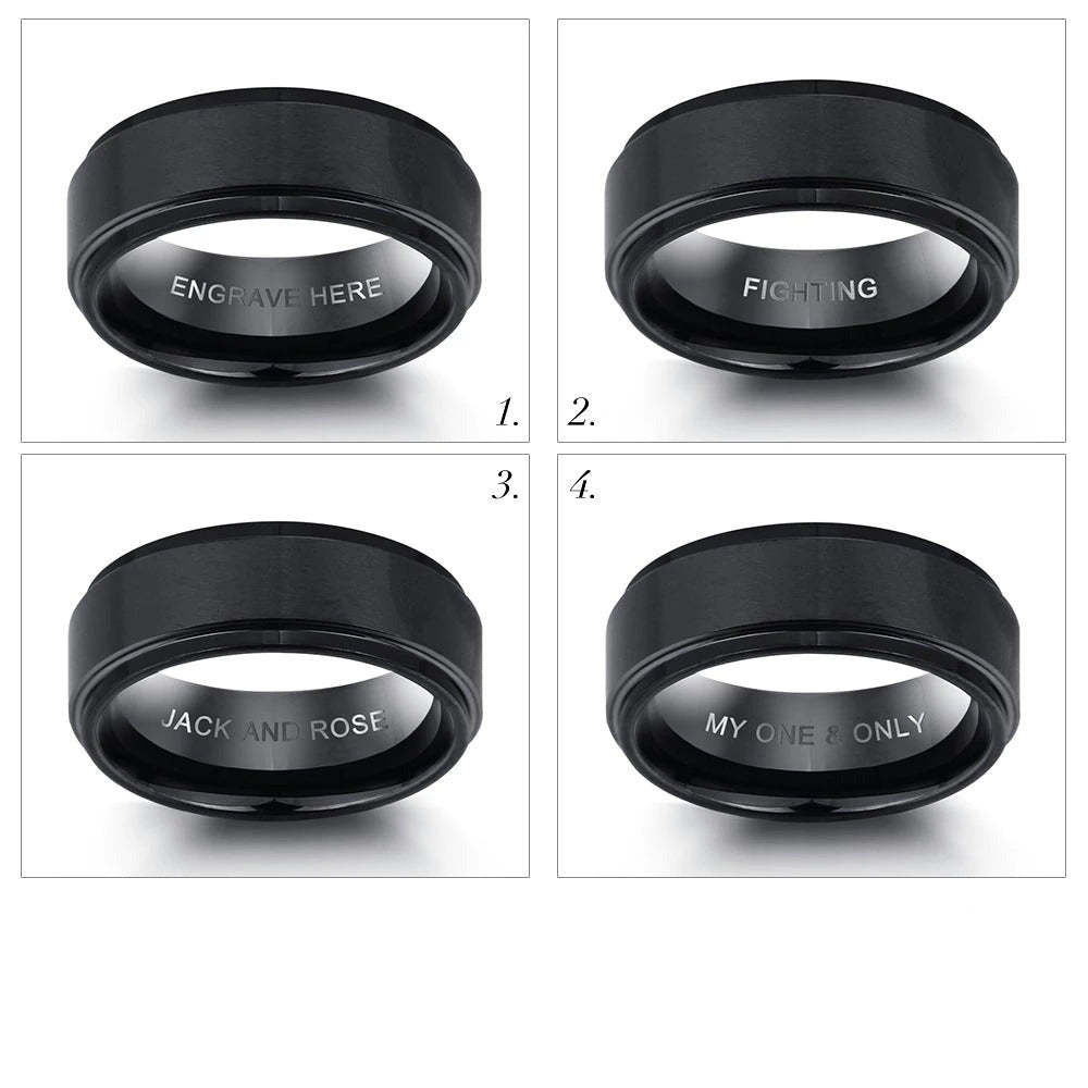 Personalized Black Stainless Steel Ring For Men-Florence Scovel
