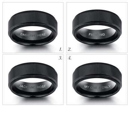 Personalized Black Stainless Steel Ring For Men-Florence Scovel