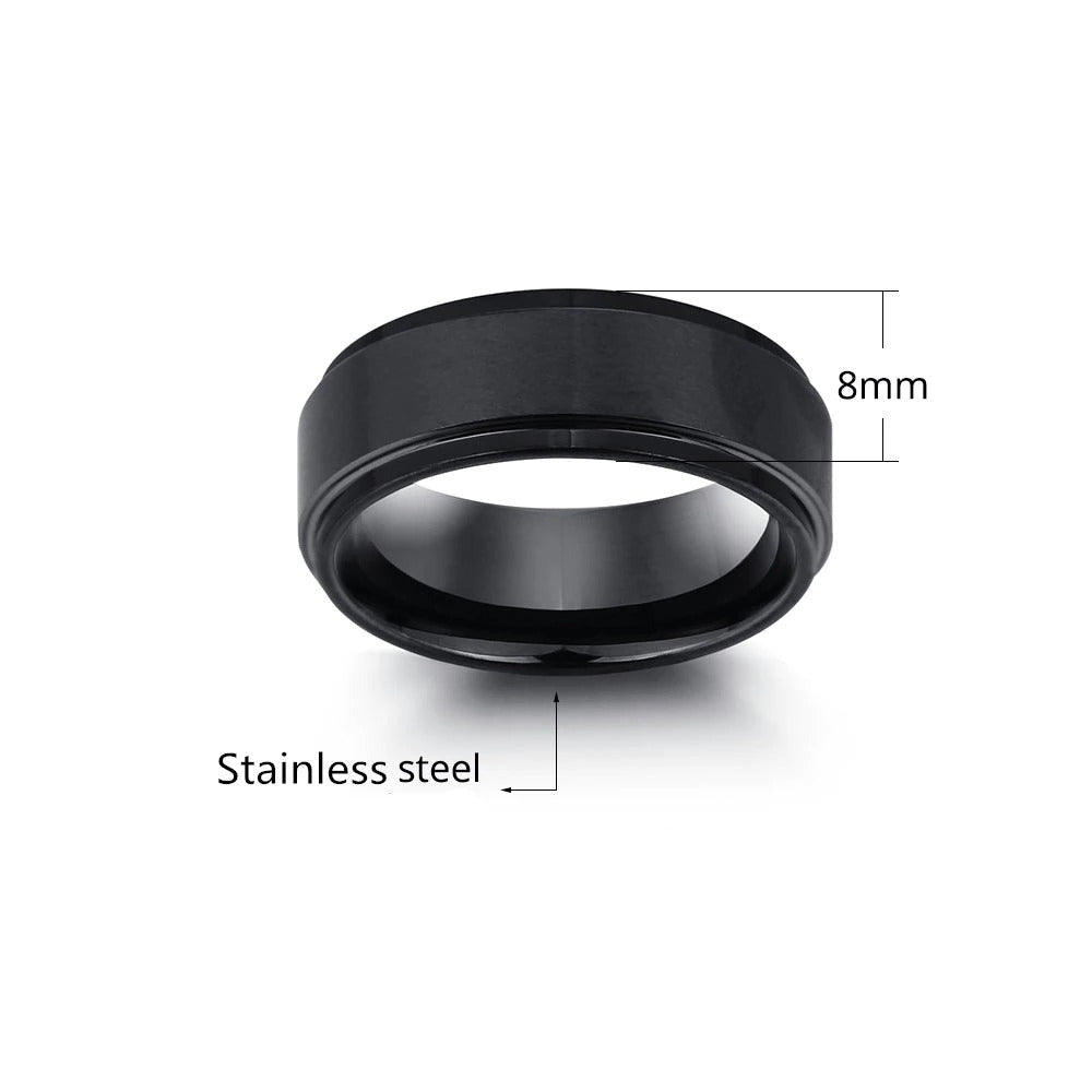 Personalized Black Stainless Steel Ring For Men-Florence Scovel
