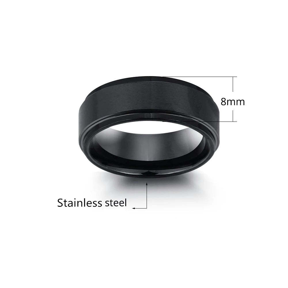Personalized Black Stainless Steel Ring For Men-Florence Scovel