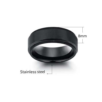Personalized Black Stainless Steel Ring For Men-Florence Scovel