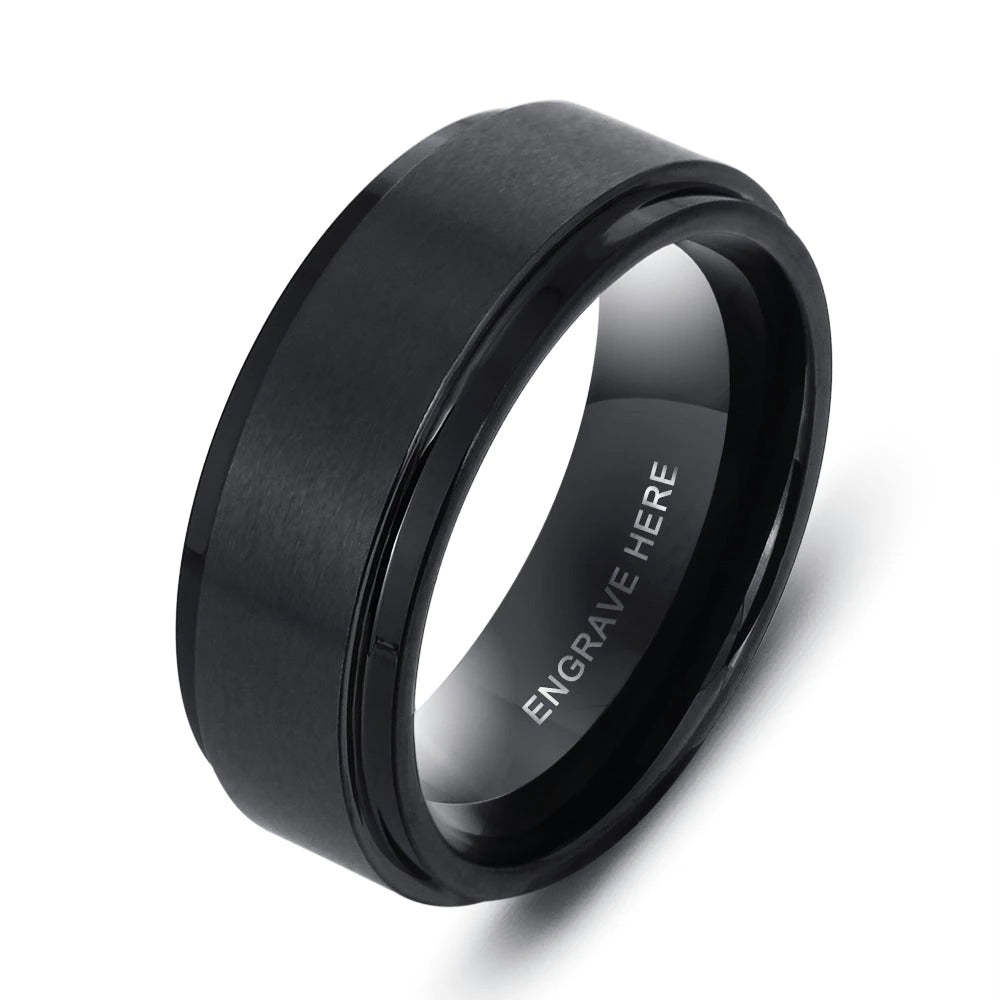 Personalized Black Stainless Steel Ring For Men-Florence Scovel