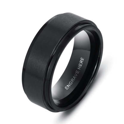 Personalized Black Stainless Steel Ring For Men-Florence Scovel