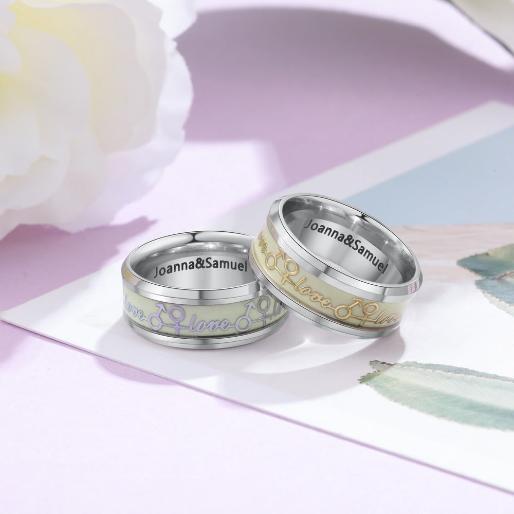 Stainless Steel Name Engraving Luminous Rings-Florence Scovel