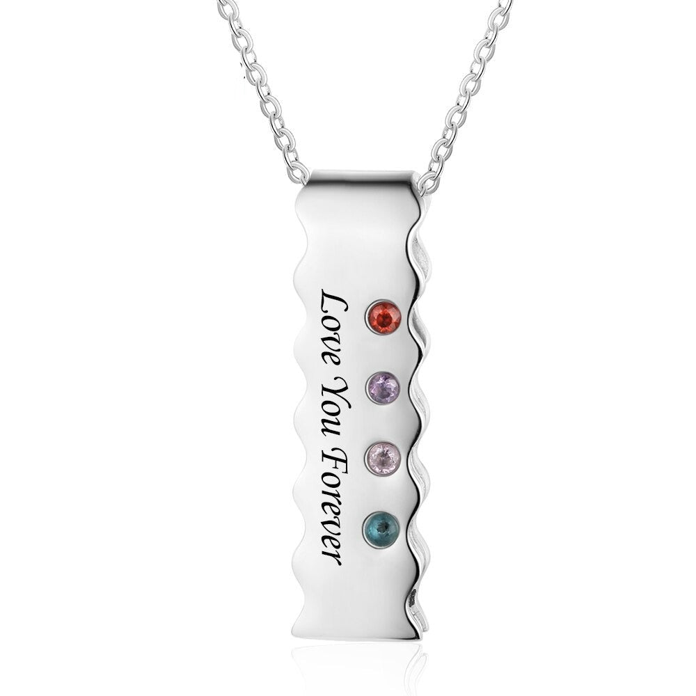 Personalized Engraved 4 Stones Bar Necklace-Florence Scovel