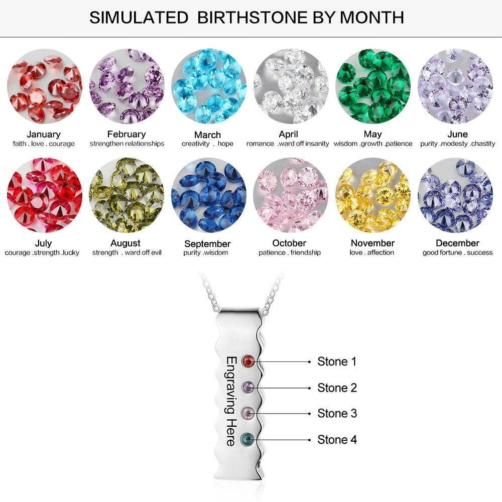 Personalized Engraved 4 Stones Bar Necklace-Florence Scovel