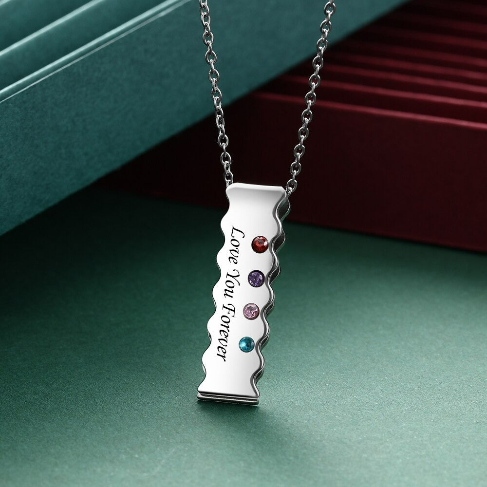 Personalized Engraved 4 Stones Bar Necklace-Florence Scovel