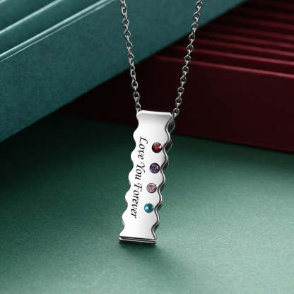 Personalized Engraved 4 Stones Bar Necklace-Florence Scovel