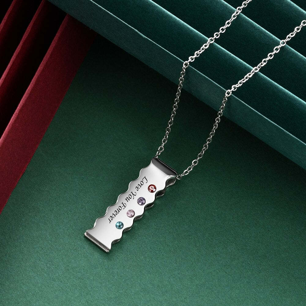 Personalized Engraved 4 Stones Bar Necklace-Florence Scovel