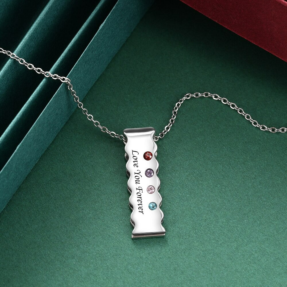 Personalized Engraved 4 Stones Bar Necklace-Florence Scovel