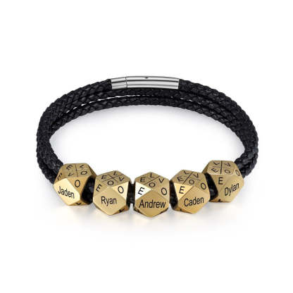 Personalized 10 Engraved Name Bracelet With Gold Color Beads-Florence Scovel