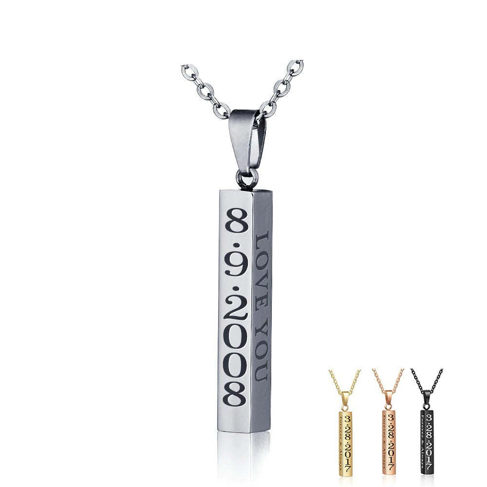 Personalized Engraved 1 Date Necklaces-Florence Scovel
